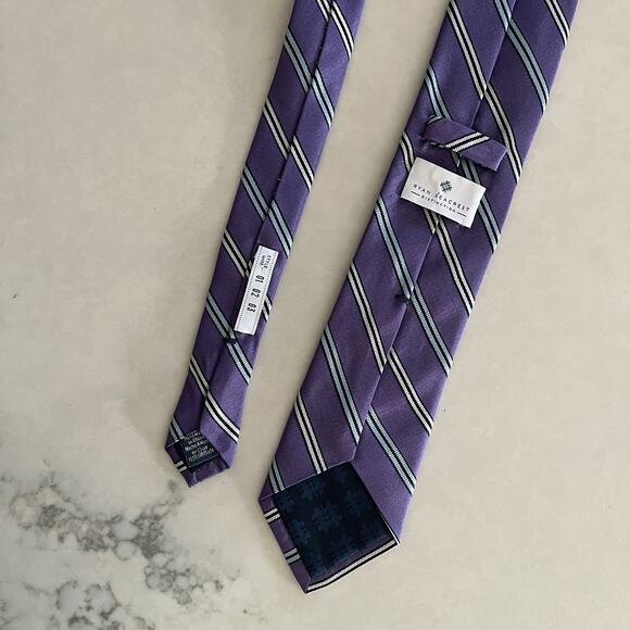 Ryan Seacrest Distinction Purple Necktie stripe 100% Silk elegant, classic, work - Picture 4 of 9